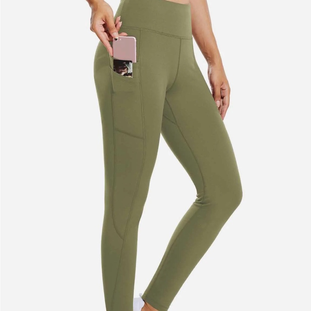 Olive Athletic Leggings Slimming Soft Plus Size